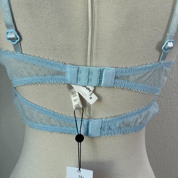 NEW For Love & Lemons Medium Longline Lace Bra Blue Daisy Bustier Underwire - Picture 11 of 13